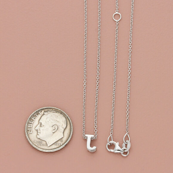 bony levy 18k white gold 0.04 ctw pave diamond j initial necklace size 16-18in - Picture 2 of 4